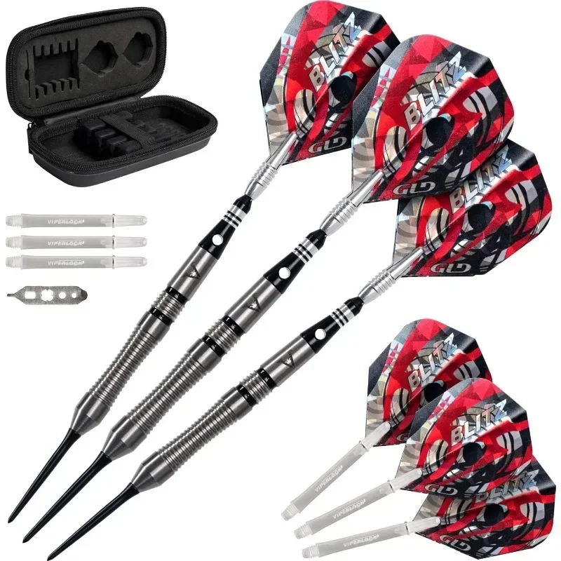 

Viper Blitz 95% Tungsten Steel Tip Darts with Storage/Travel Case Aluminum Spinster Shafts Feature Locking Holes Dart