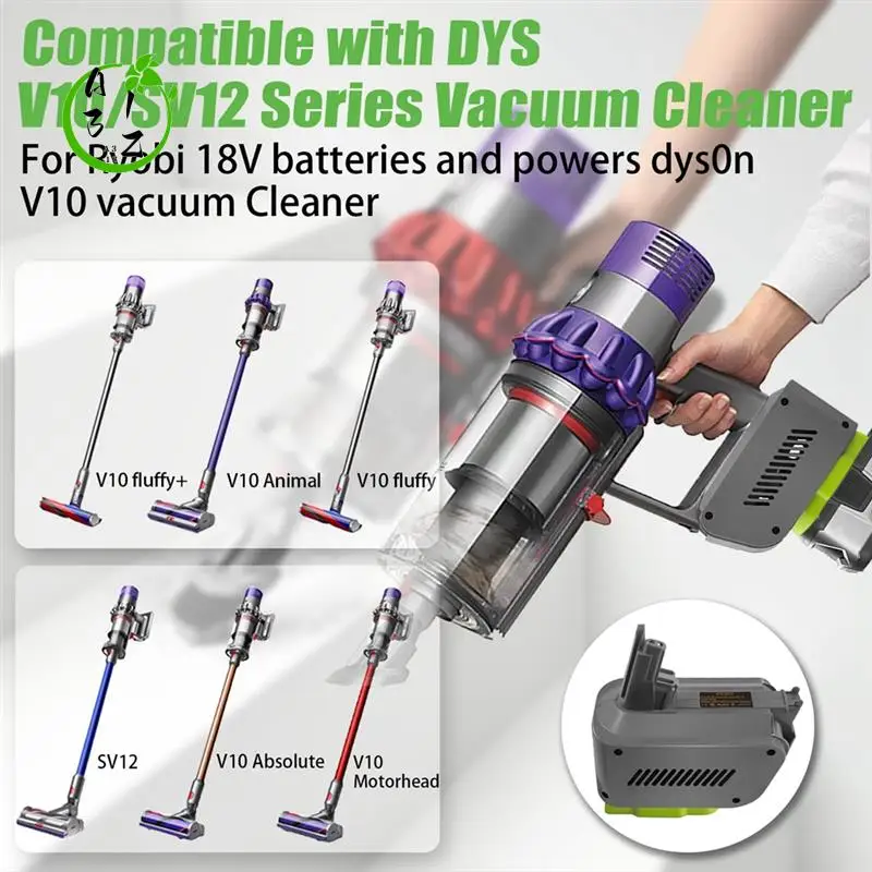 A31Z-RYO18V10 Adapter For Ryobi 18V ONE+ Battery Convert To For Dyson V10 Cordless Vacuum Cleaner Stick Cyclone, Absolute