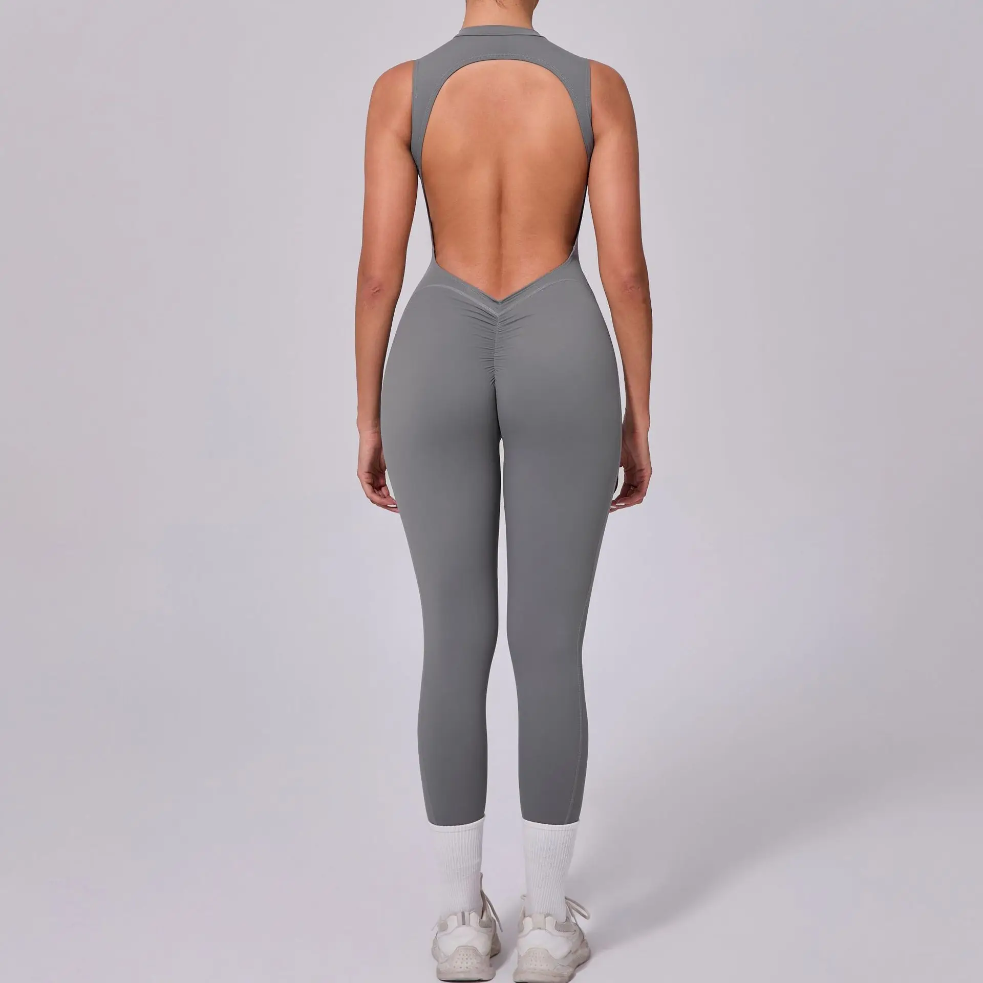 

V Back Jumpsuit Women Backless Sports Bodysuits Female Rompers Quick Drying Yoga Clothes Sleeveless Women Workout One-piece Suit