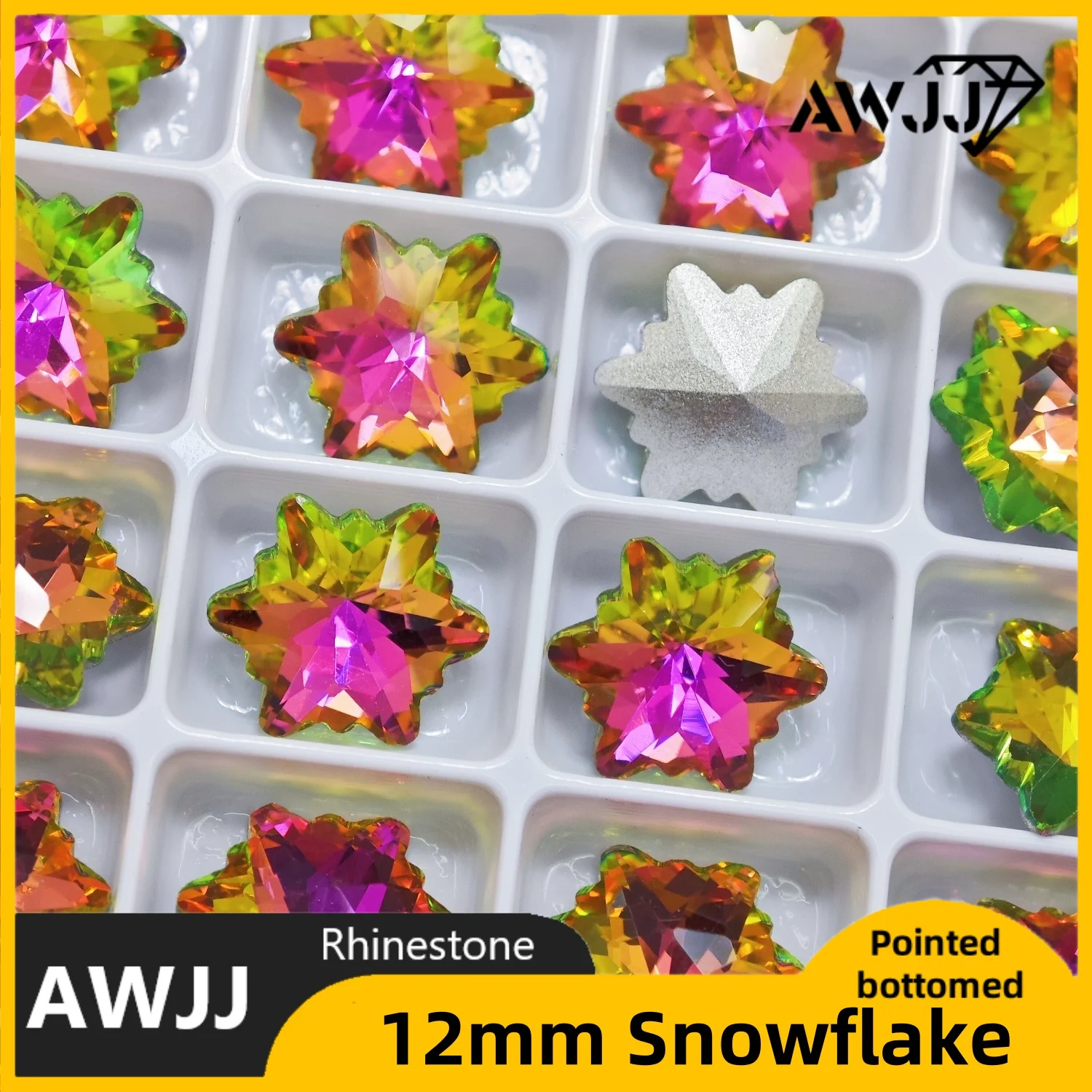 최고 품질 레인보우 드롭 하트 나비 혼합 모양의 뾰족한 바닥 장식 보석 그라데이션 다채로운 네일 쥬얼리 액세서리