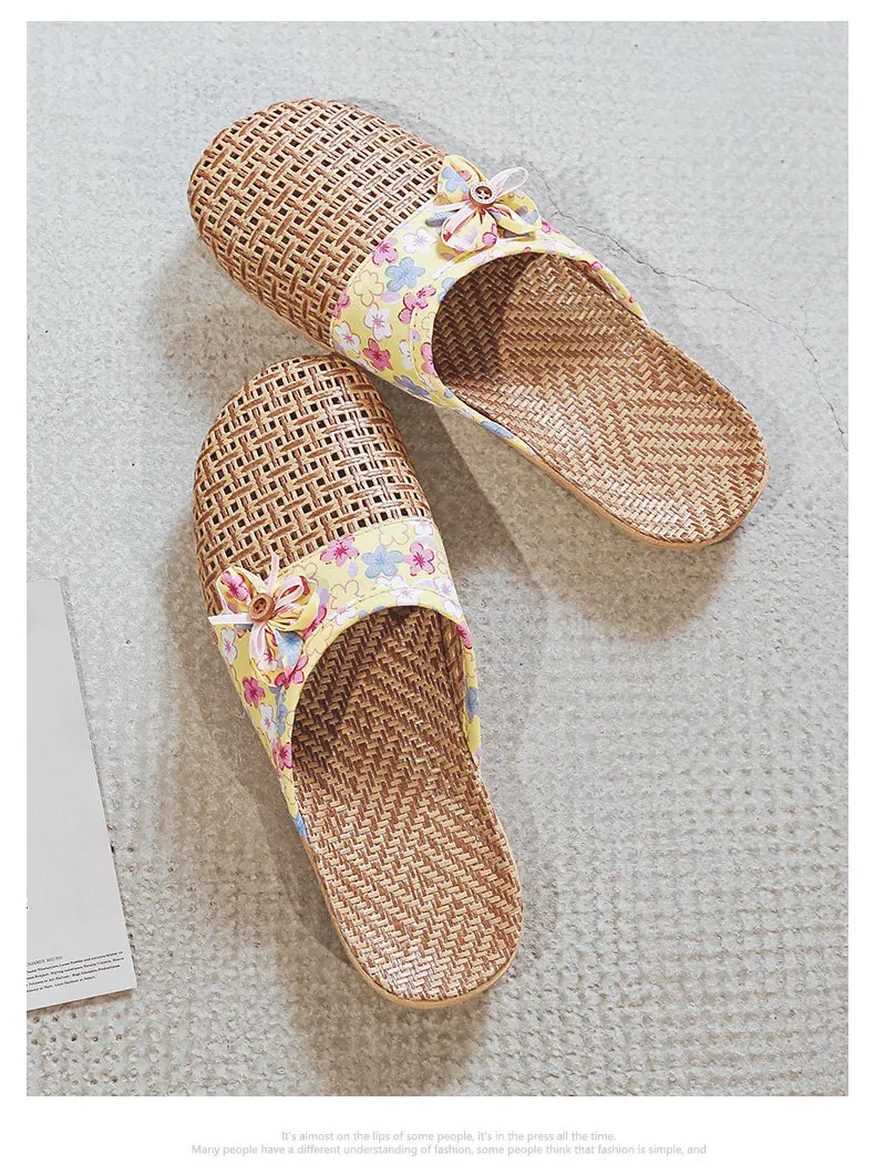Mntrerm Sub grass Indoor Sommer Indoor Hausschuhe Holzboden leise rutsch feste Haus Frauen Rattan Gras kühlen Indoor Leinen Hausschuhe – Detail 12