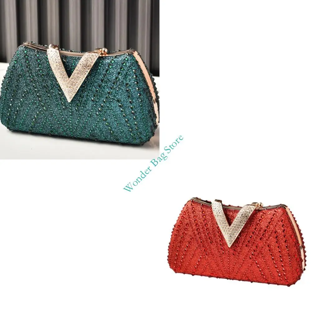

Fashionable Oval Handbag With Rhinestones Embellishments Evening Bag Stylish Shoulder Purse Dinner Bag For Women Party Prom