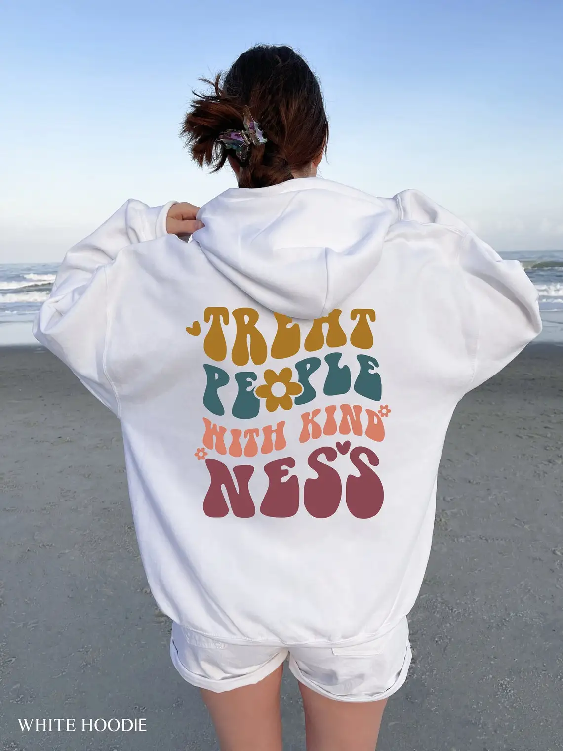 Colored Treat People With Kindness Hoodie Retro Women Long Sleeve Jumper Christian Bible Pullovers