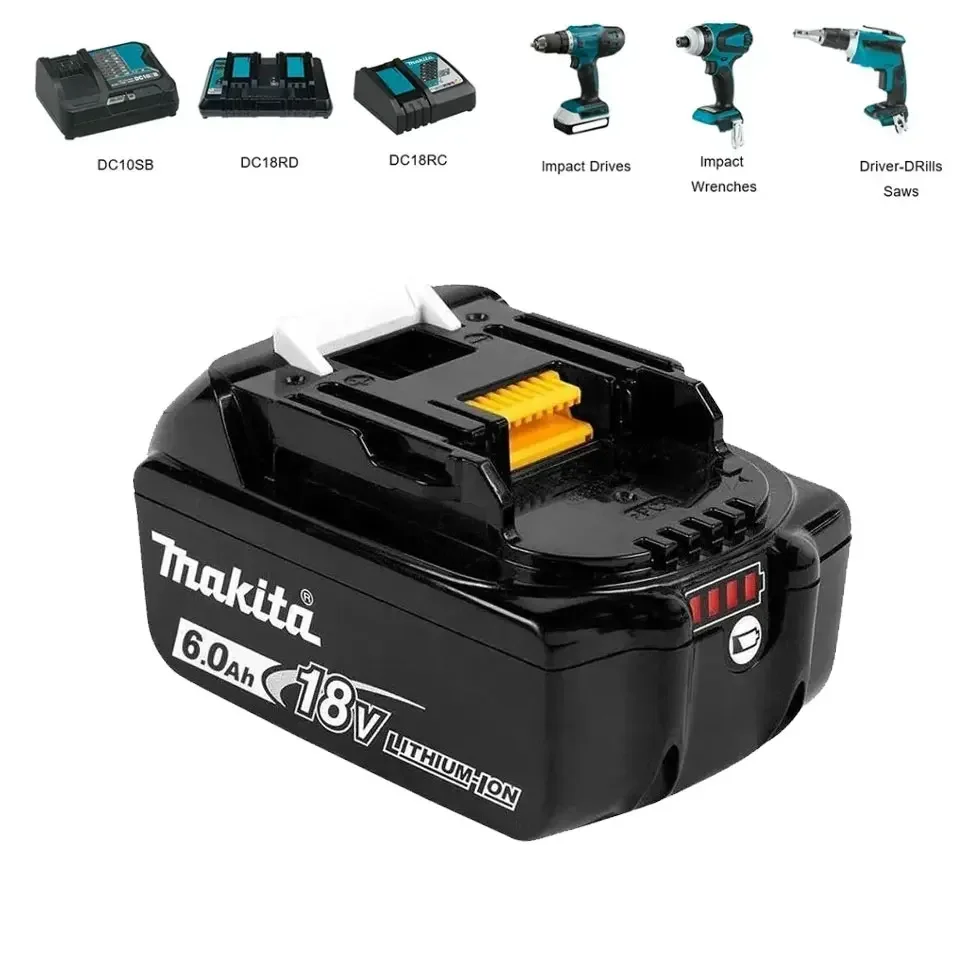 100% Original Makita Rechargeable Power Tool Battery, Replaceable LED Lithium-ion, 5.0 Ah 18V LXT BL1860B BL1860BL1850 BL1830