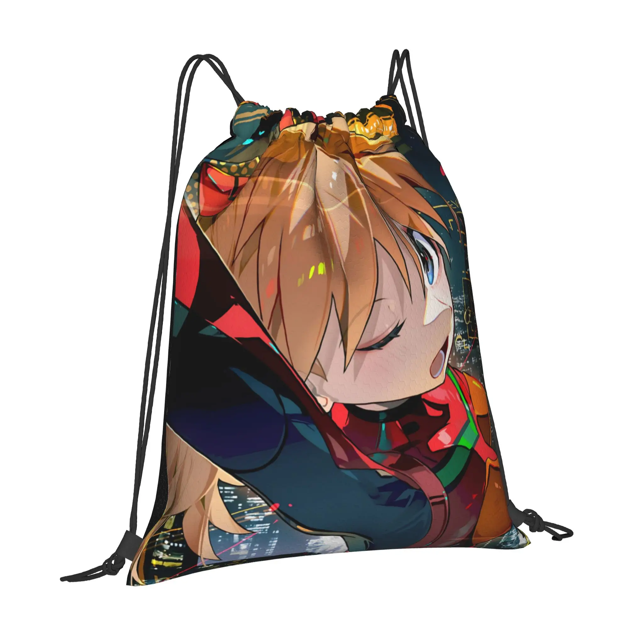 For travel Pouch Neon Genesis Evangelion EVA Asuka Kawaii Drawstring Bags Shopping Shoe Clothes Storage Teen Portable Rucksack
