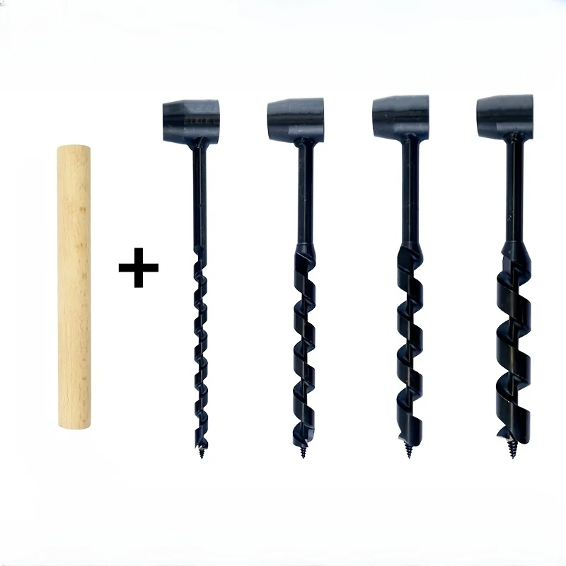 

5Pcs Set Hand Drill for Woodworking, Wood Doweling, Outdoor Survival Drill Bits,Multi Round Hole Hand Tap Drill, Deep Hole Drill