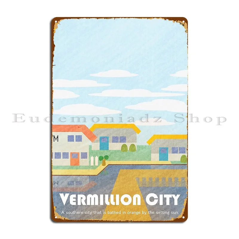 Kanto Towns Vermillion City Metal Plaque Poster Cinema Garage Custom Pub Plates Plaques Tin Sign Poster