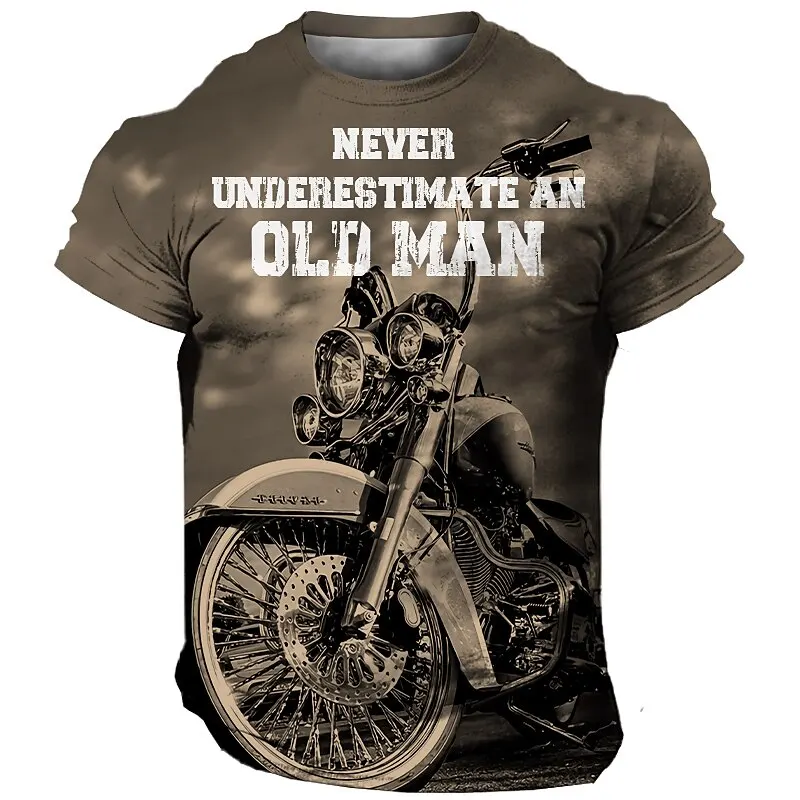 T-Shirt à Manches Courtes pour Homme, Vintage, Moto, Impression 3D, Voiture, Vêtements d\'Été, Blouse Décontractée, Vélo Classique