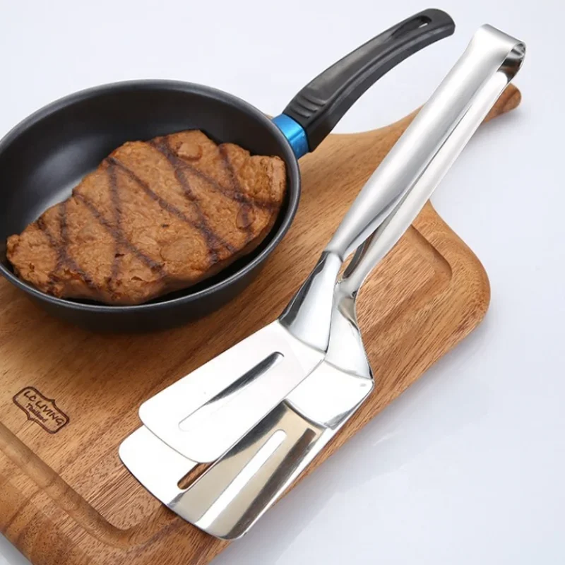 

Multifunctional Frying Shovel Clip Stainless Steel Steak BBQ Tongs Frying Fish Spatula Clip Bread Clip Household Kitchen Tool