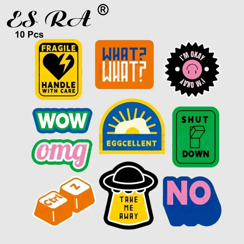

10 Pcs Fun Letter Stickers Laptop Suitcases Decorative Decals Waterproof Sunproof Car Motor Pegatinas For Helmet Bottle Cup Toys