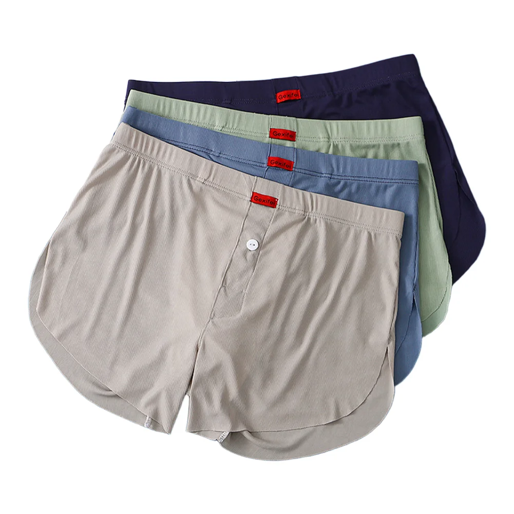 

Мужские трусы-боксеры из ледяного шелка, однотонные, с низкой посадкой, эластичные, для спорта и повседневной носки