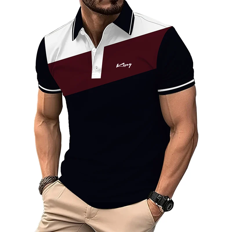 New Men Slim Fit Summer Short Sleeve Sport Polo Shirt Men Fashion Slim Fit Spell Color Polo Shirt Men Quick Drying Polo Shirt .