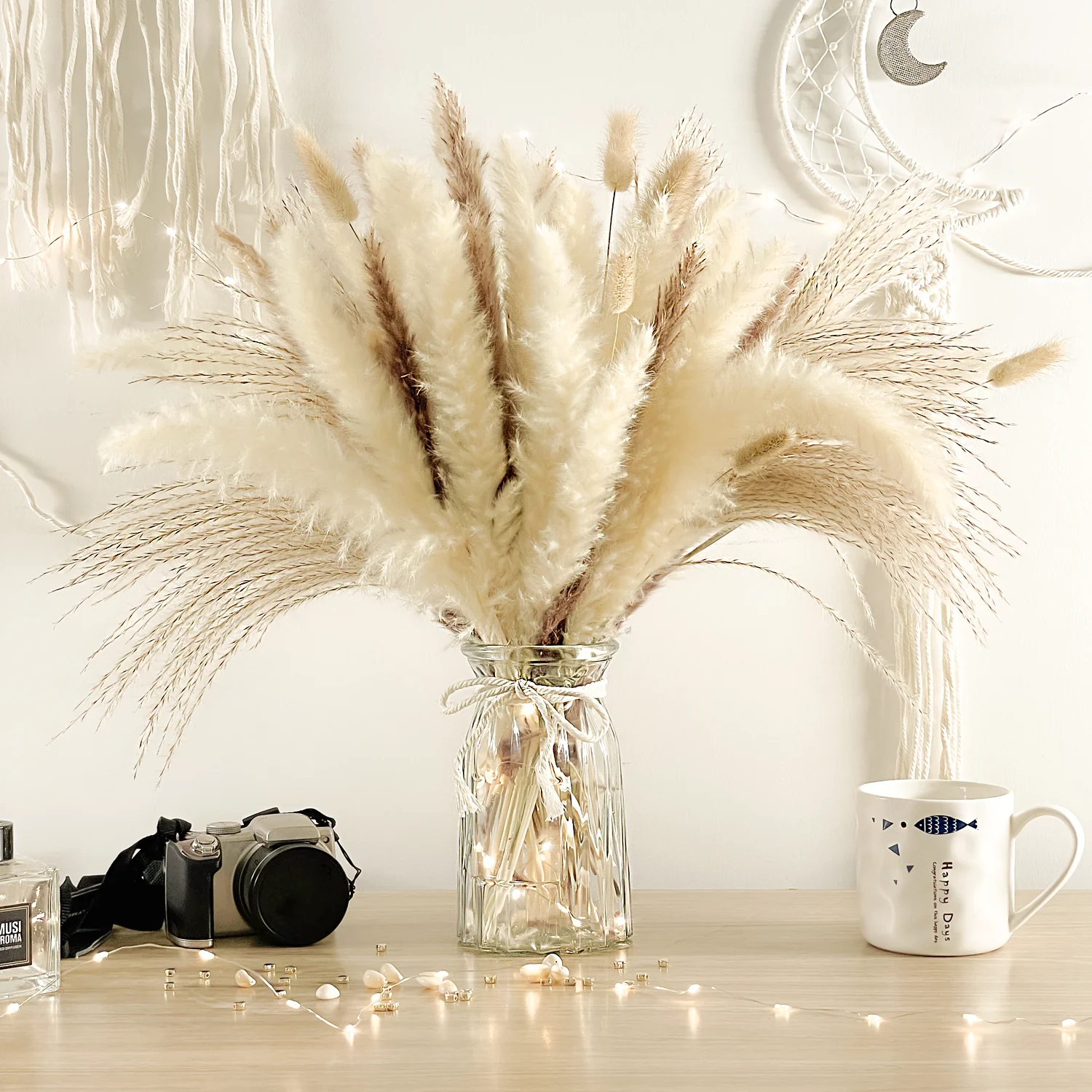 Dried Pampas Grass Decor, Natural Pampas Grass, Reed, Bunny Tails for Flower Arrangements Boho Home Wedding Party Décor