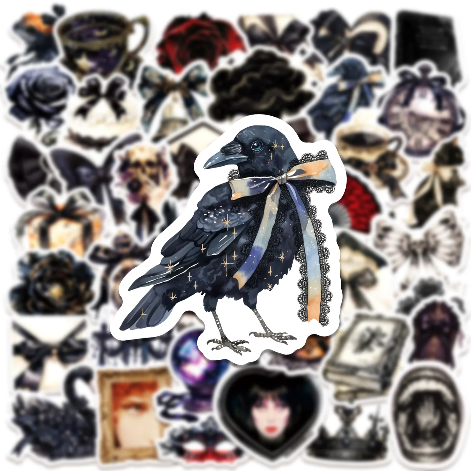 

10/50PCS Lace Black Red Goth Stickers Y2K Style Cartoon Sticker DIY Decoration Girl Gift Laptop Guitar Car Bike Skateboard Toys