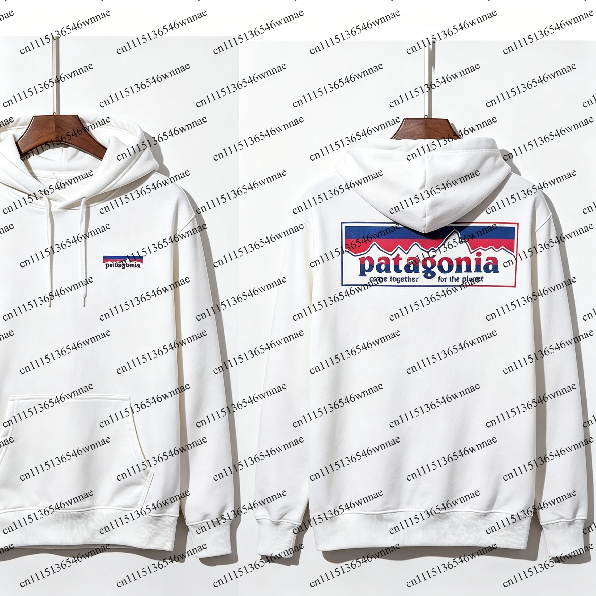 Men's Outdoor Graphic Hoodie With Kangaroo Pocket, Vintage Mountain Fish Print Long Sleeve Hooded Sweatshirt