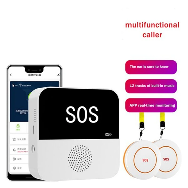 FULL-Wireless Wifi Elderly Caregiver Pager SOS Call Button Emergency SOS Alert System For Seniors Patients Elderly