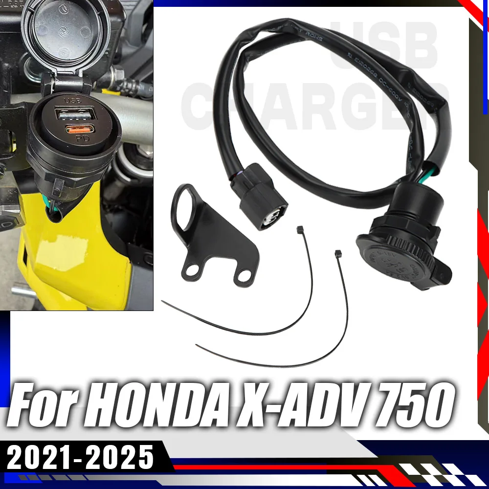 12V-24V USB PD Waterproof Charger Phone Quick Charger With Switch Motorcycle Accessories For HONDA X-ADV 750 X-ADV750 2021-2025