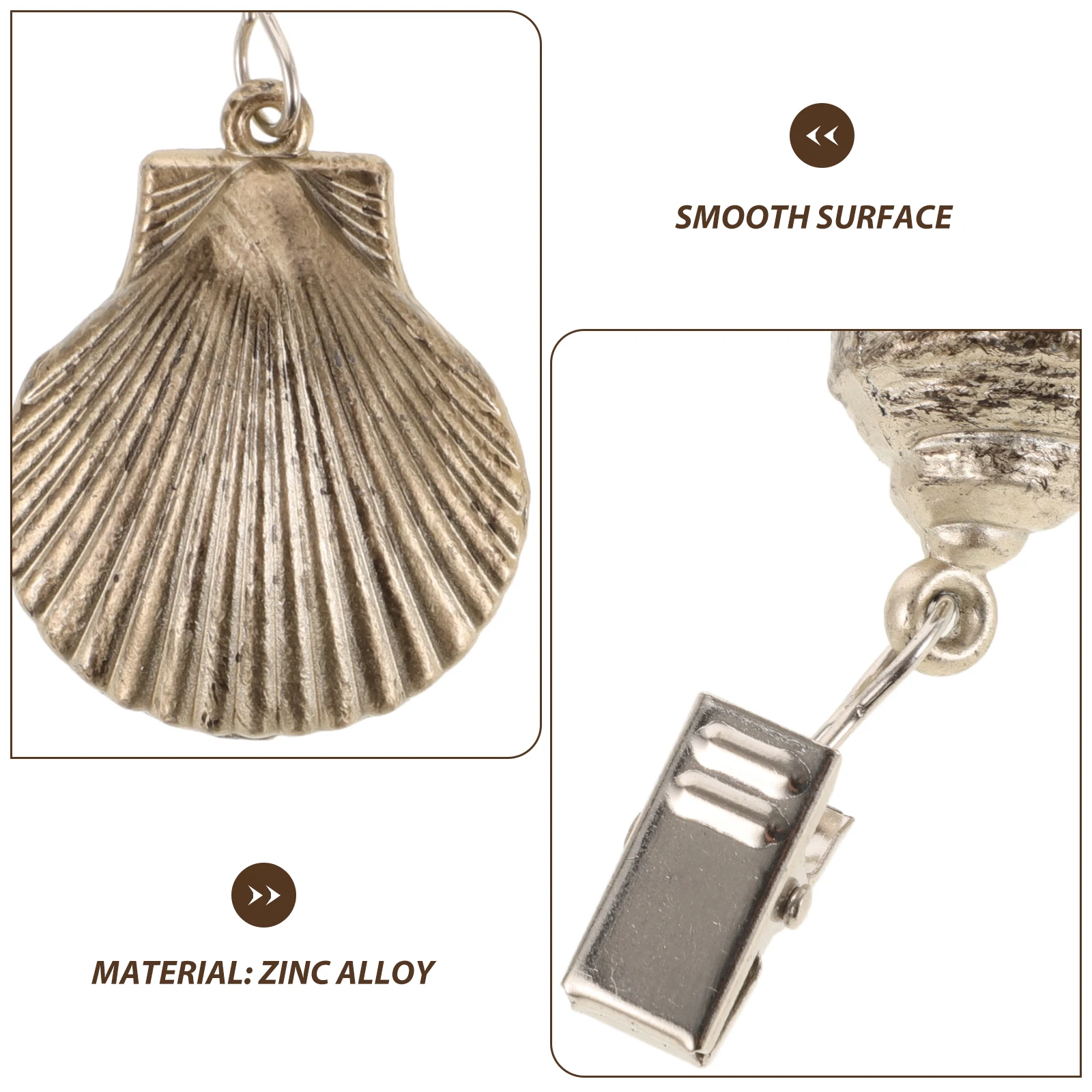 

4pcs Shell Painted Pendant Tablecloth Weights Zinc Alloy Outdoor Camping Decorative Shells Reusable Small Clips