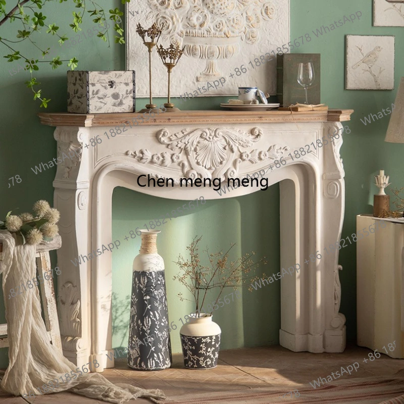 

European Solid Wood Living Room Cabinets Imitation Marble Entrance Platform Fireplace Mantelpiece Decorative Furniture Kast