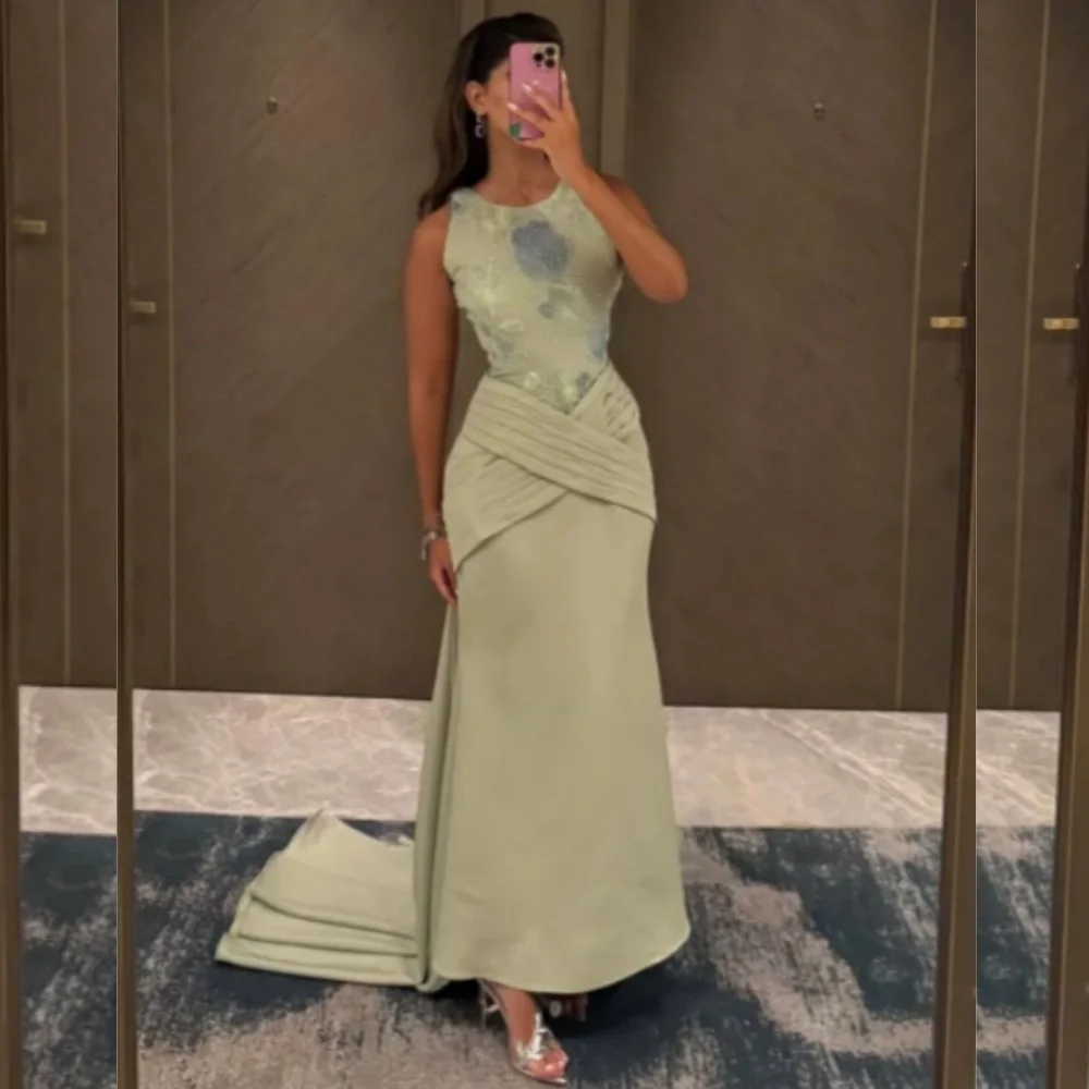 

Customized Pastrol Unisex Jersey Flower Pleat Trumpet Scoop Neck Midi Dresses Bespoke Occasion Intricate