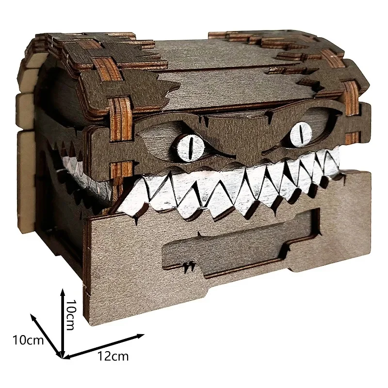 New Dungeons & Dragons Game Figures Wooden Mimic Figure Dnd Creative Monster Treasure Chest Figurine Box Halloween Toy Gift