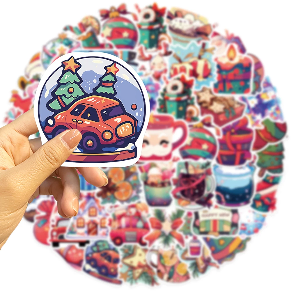 10/30/50pcs Art Ins Style Christmas Stickers Kawaii Santa Claus Sticker Scrapbooking Fridge Suitcase Window DIY Cartoon Decals
