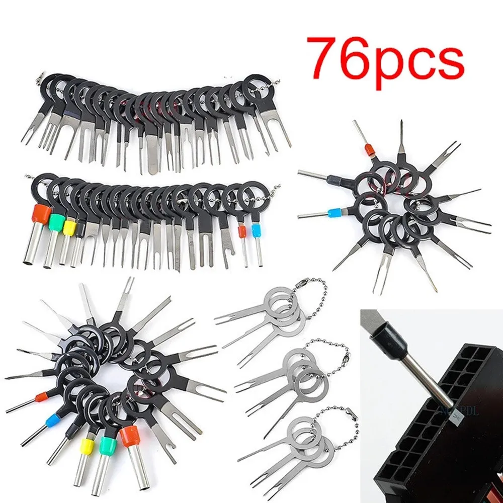 Car Terminal Removal Kit Box 76 pcs Wire Plug Connector Extractor Puller Release Pin Extractor Set Terminal Plug Repair Tool