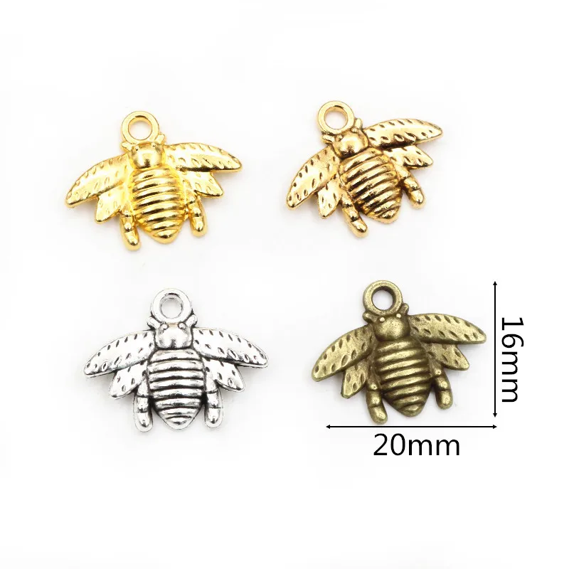 30 szt. Pszczele Charms 20x16mm tybetańskie posrebrzane brązowe złote wisiorki antyczne biżuteria do robienia ręcznie robionych rękodzieła — zdjęcie 4