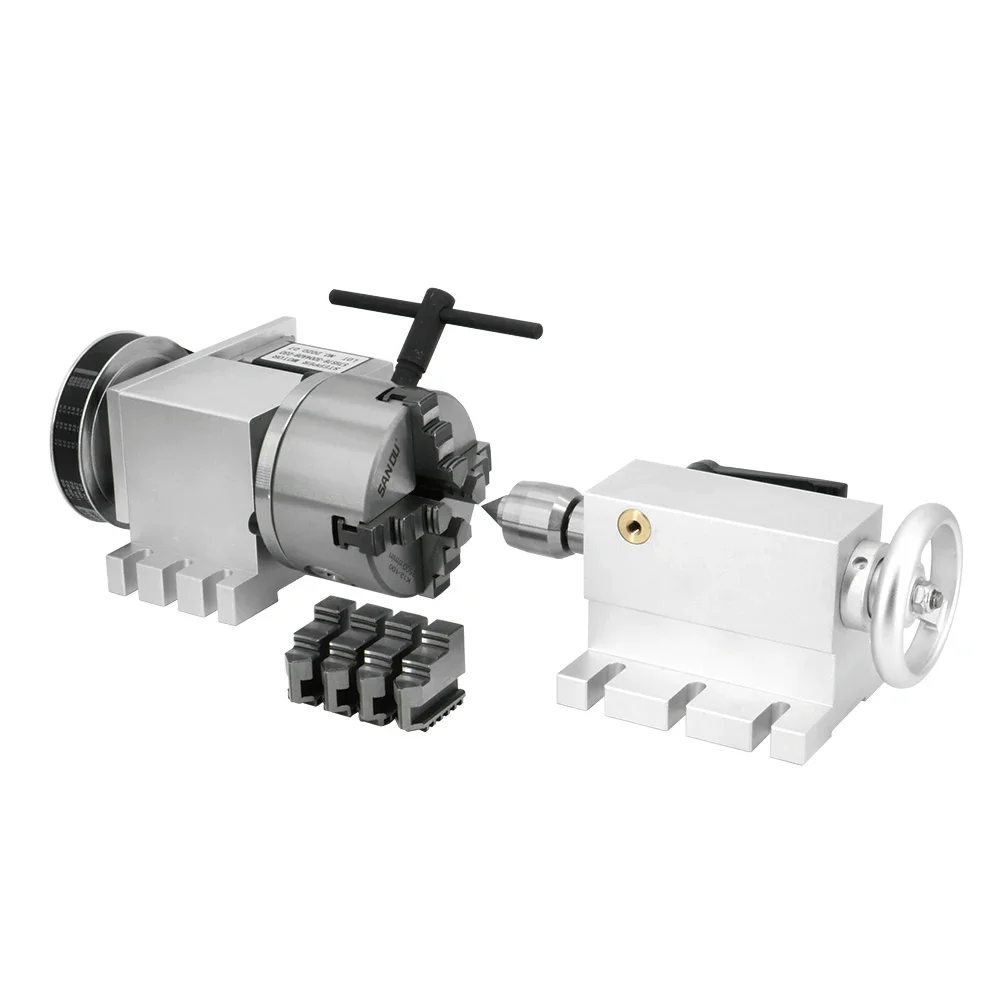 high-precision 4:1 lathe K12 100mm 4-jaw chuck 4-axis numerical control turntable lathe with Nema 23 34 stepper motor