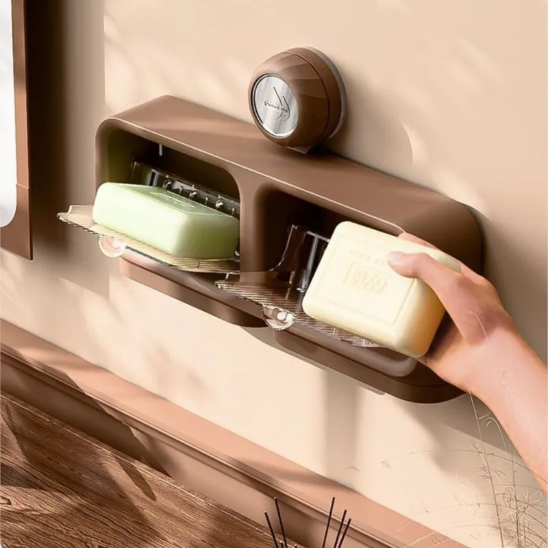 

Сливная коробка для хранения мыла на присоске, ретро-откидная крышка, неперфорированная квадратная коробка для мыла, держатель для посуды на присоске для ванной комнатыZG809
