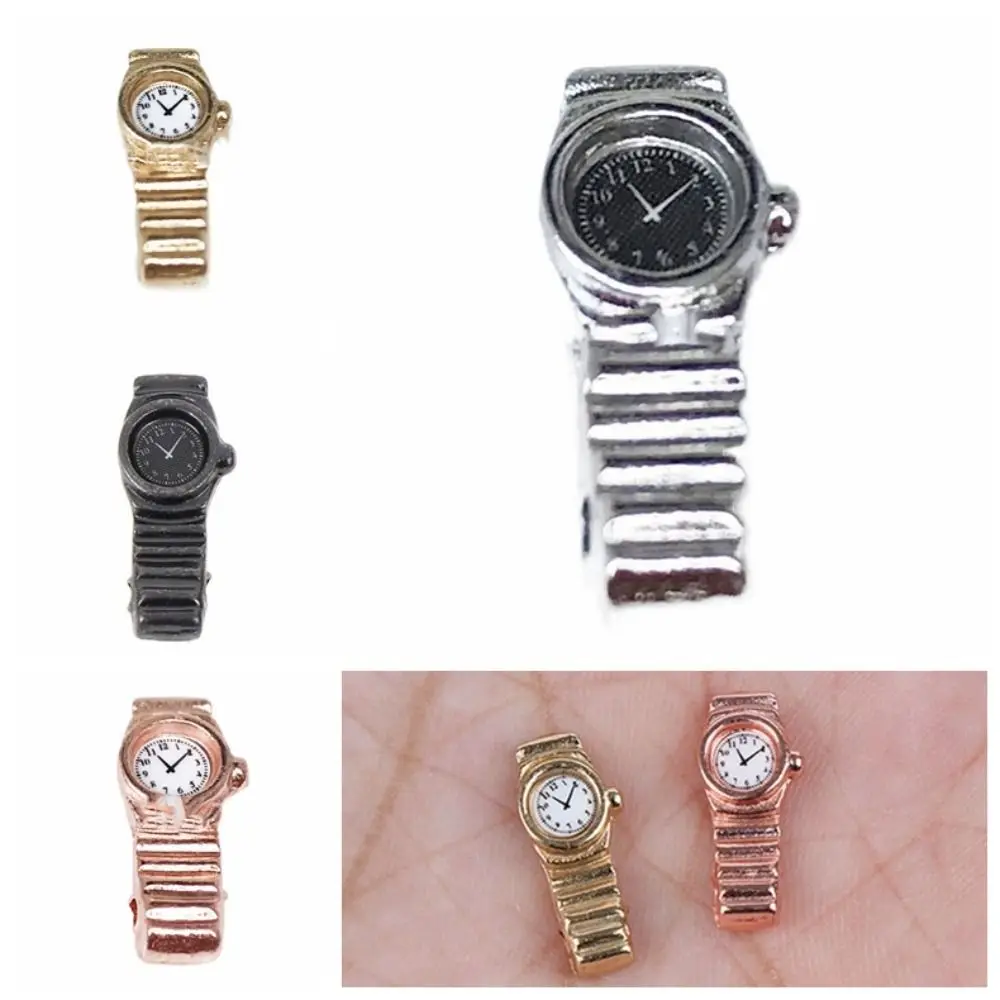 Juguete de simulación de casa de muñecas en miniatura, reloj de pulsera de Metal, accesorios de decoración del hogar, 1/12