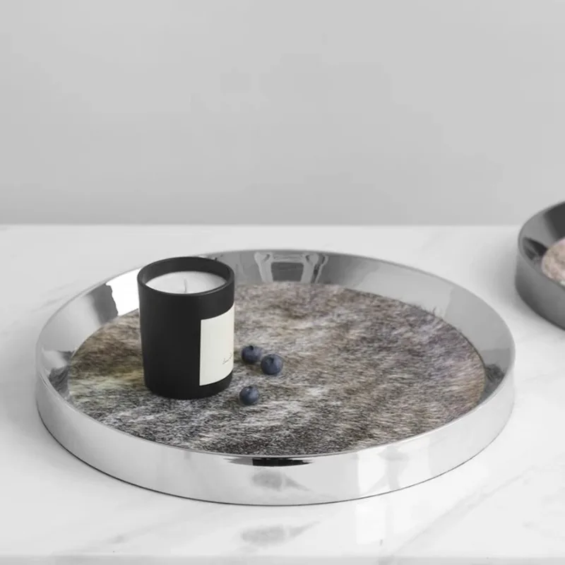 صينية مستديرة، صينية تخزين شعر الخيل، زخرفة صينية من الفولاذ المقاوم للصدأ