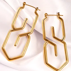 European and American Exaggerated Geometric Earrings Women‘s Fashion Stainless Steel Trapezoidal Personality Ear rings For Girls