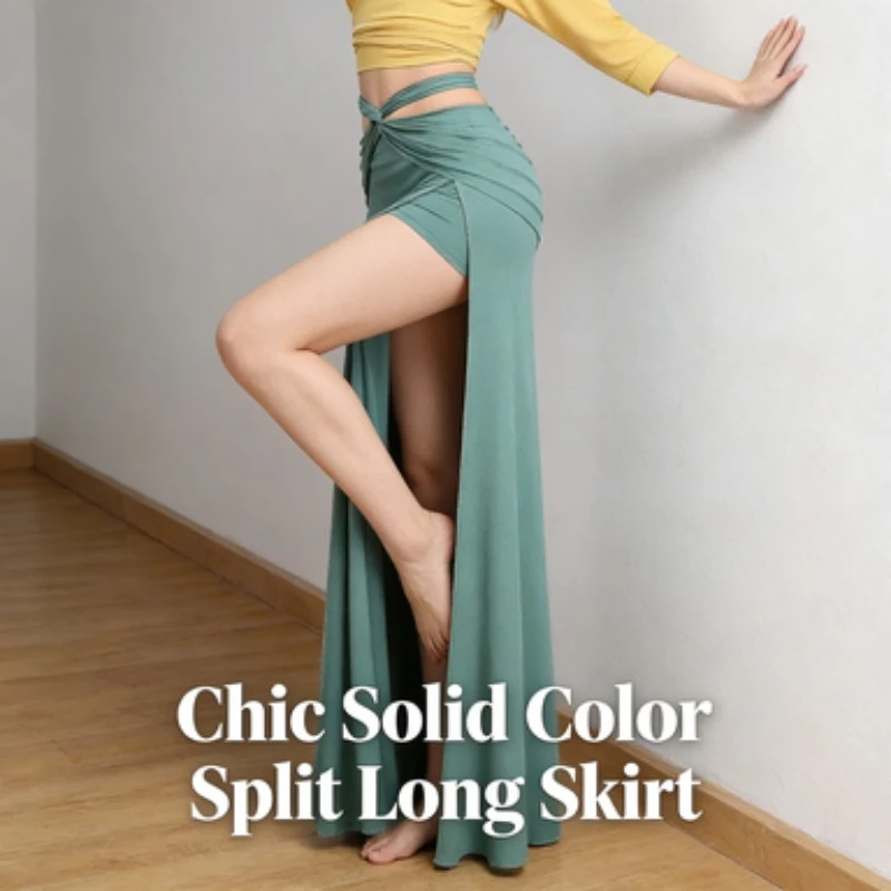 

Женская сексуальная тонкая юбка с разрезом, костюм для танца живота, тренировочный костюм для восточных танцев, штаны для начинающих