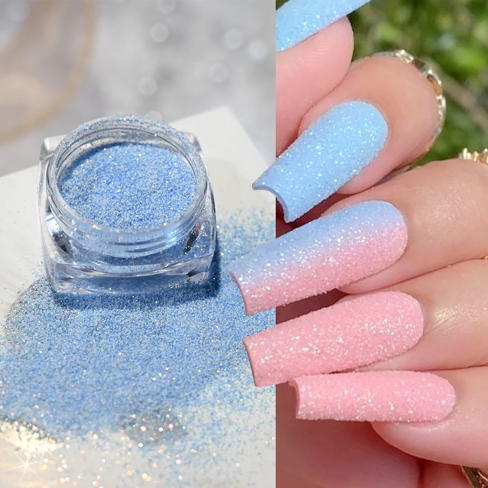 6 Bottles Pink Blue Sugar Powder Nail Glitter Candy Sweater Effect Coat Nail Art Sugar Powder Sparkly  Nail Art Decorations