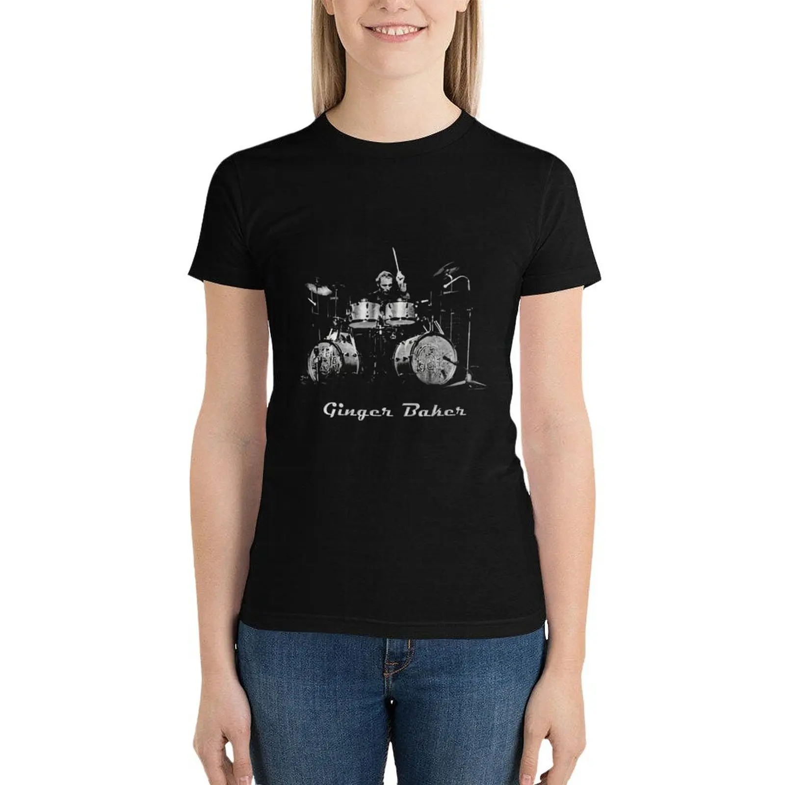 

Ginger Baker gift for drummer, rock n roll T-Shirt shirts graphic tees summer top female summer clothes for Women