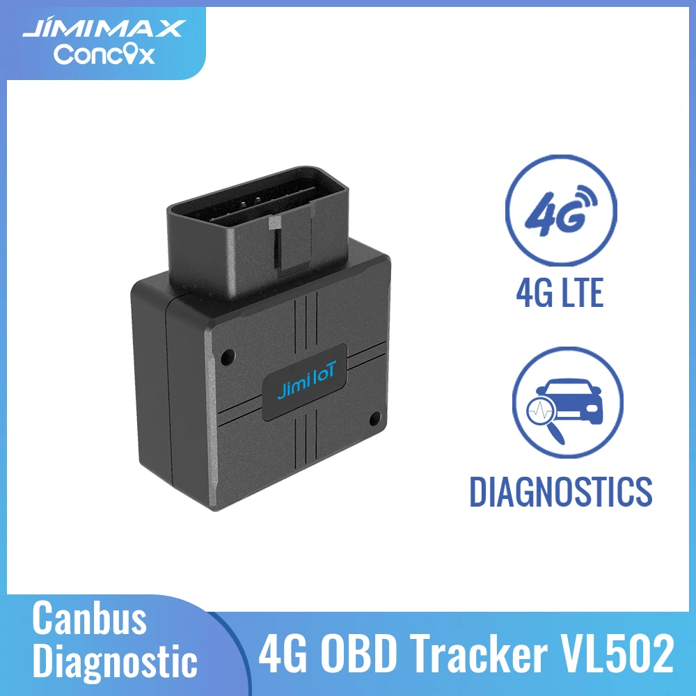 JIMIMAX-VL502 Bluetooth GPS Tracker, Canbus Diagnóstico OBD Rastreamento, Localizador de Alarme Plug and Play, Google Mapa App, Monitor de Carro, 4G