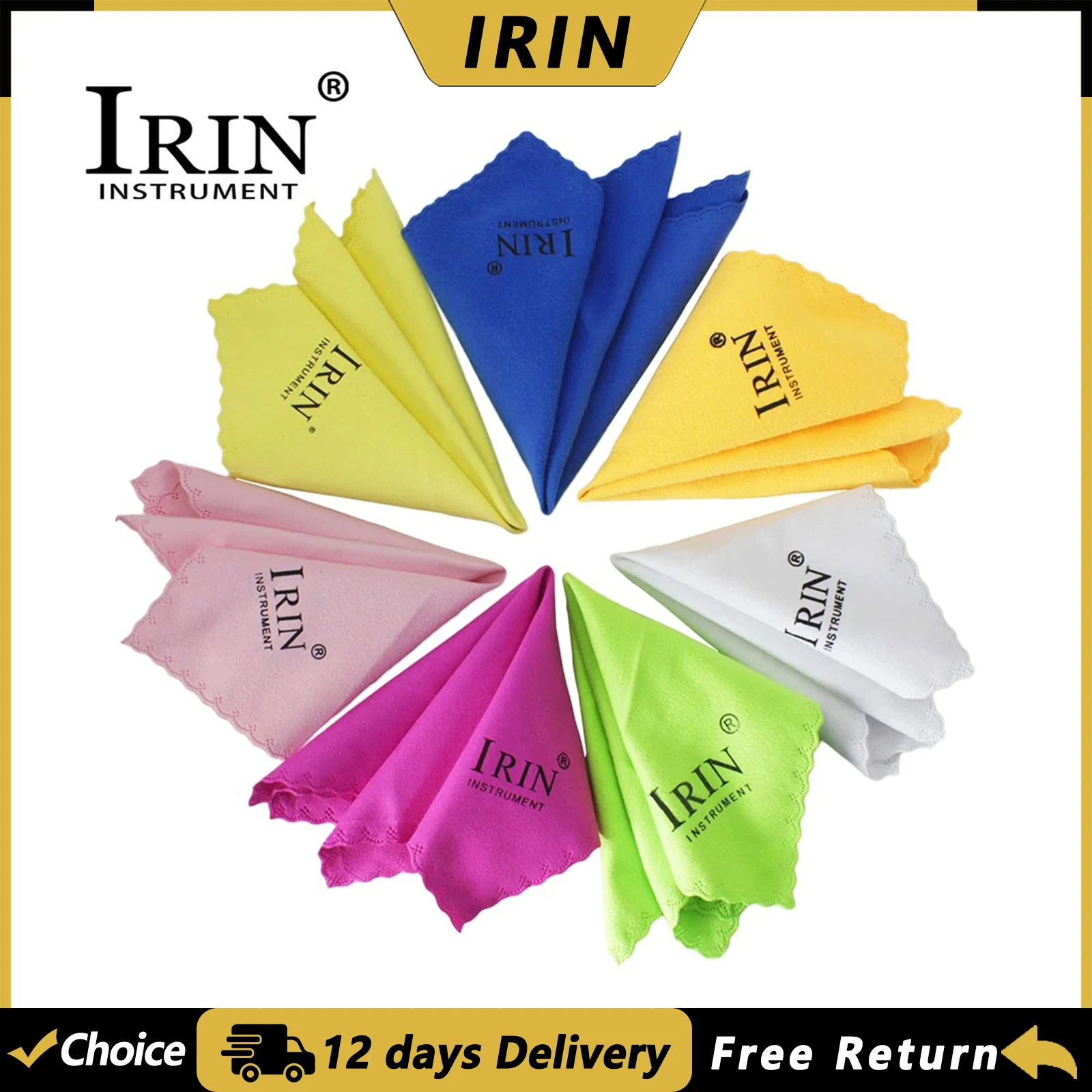 IRIN 7 Pcs/Set Musical Instrument Cleaning Cloth Microfiber Colorful Cloth for Guitar Piano Saxophone Flute Clarinet Trumpet