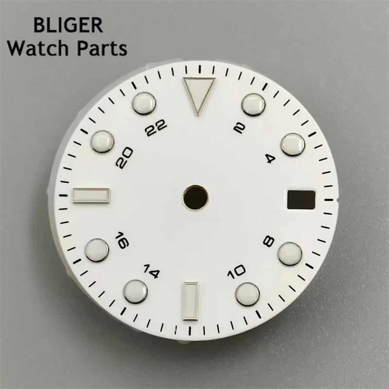 قرص ساعة مضيء للحركة ، أسود ، أبيض ، أزرق ، أخضر ، NH34 ، 29