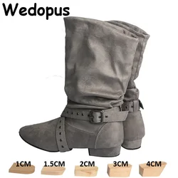 Wedopus OEM Home Dance Boot Women Soft Grey Suede Medieval Boots Dancing Shoes Zipper 2CM Swayd Dance Boots Line Dance Shoes