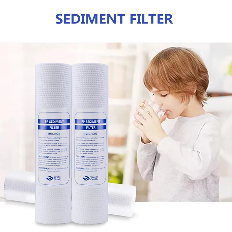 Filtro de agua de algodón PP de 1 micrón, purificador de agua, sistema de cartucho de filtro de agua de sedimentos, ósmosis inversa, 4 piezas, 10