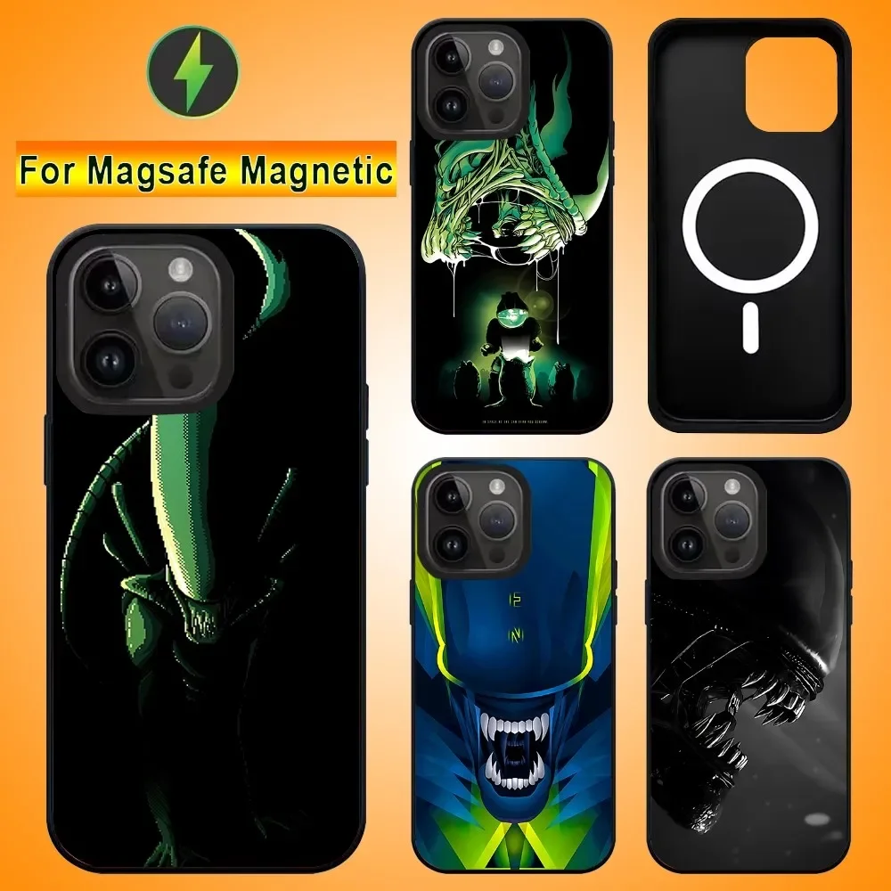 Movie Alien Xenomorph Phone Case For IPhone 15 14 13 16 Pro Max 11 12 Mini Alex Mirror For Magsafe Wireless Charging Cover