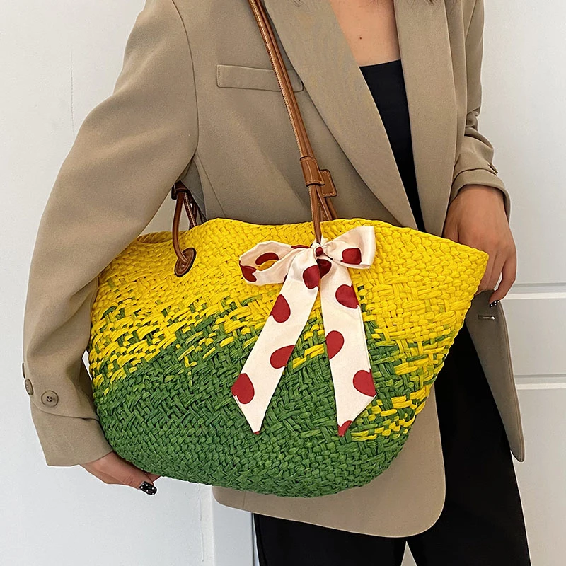 Borse e portamonete da spiaggia per donna borse di design di lusso 2023 novità In Papyrus Cross Weave decorazione spalla di grande capacità