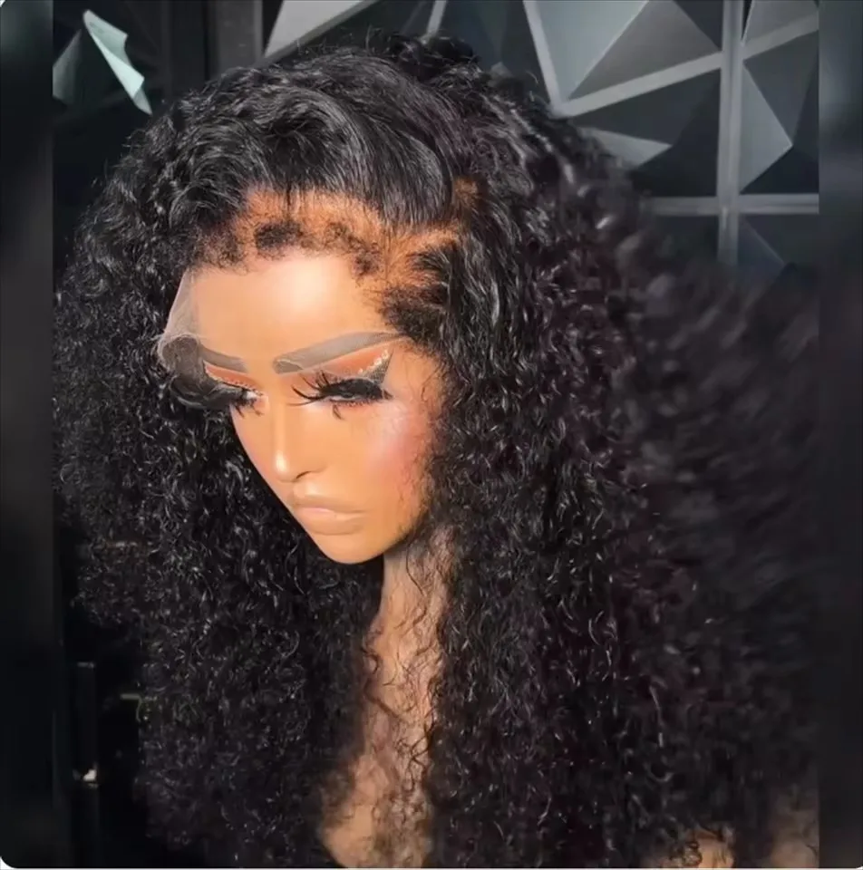 ZXBMALWIGS Rambut Sintetis dengan Kepadatan 180 Tanpa Lem Lembut Wig Depan Renda Keriting Keriting untuk Wanita Kulit Hitam Rambut Bayi Serat Prepluck