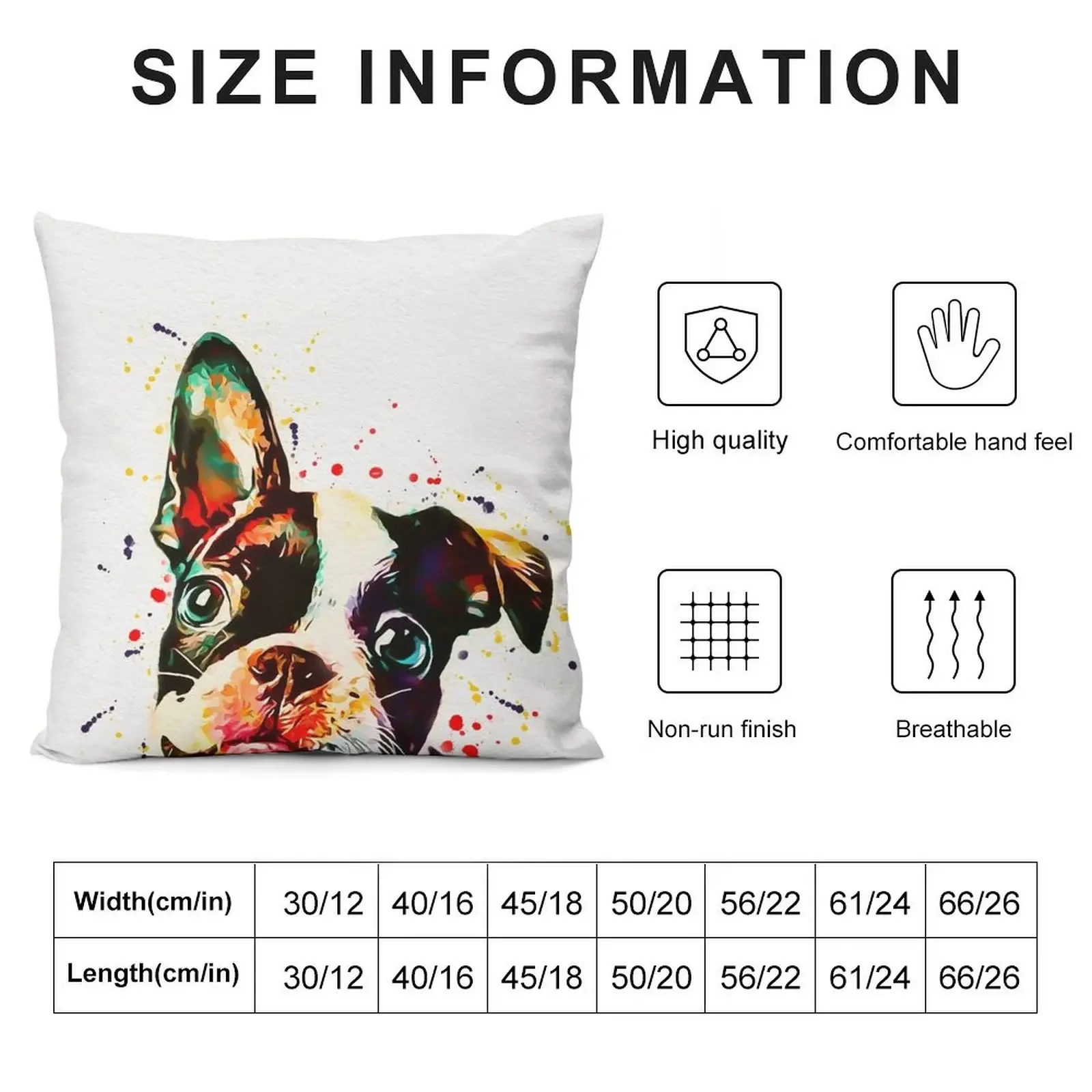 Boston Terrier Watercolor Throw Pillow luxury sofa pillows Pillowcase Pillowcases Cushion Covers Sofa pillow pillowcase pillow