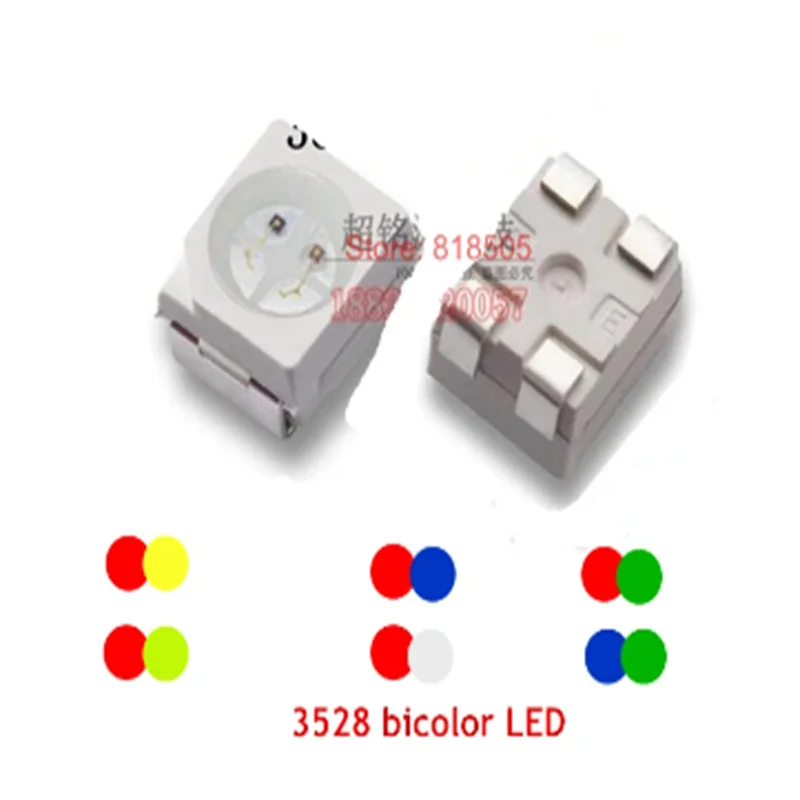 

200PCS 3528 BICOLOR LED RED+WHITE / R+ BLUE / R+GREEN / R+Yellow / B + G / R+YG (Same Polarity)