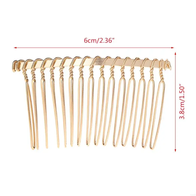 U90E Hair Comb Bride DIY Accessories 15 Teeth Supplies Gold Black White Alloy Jewelry