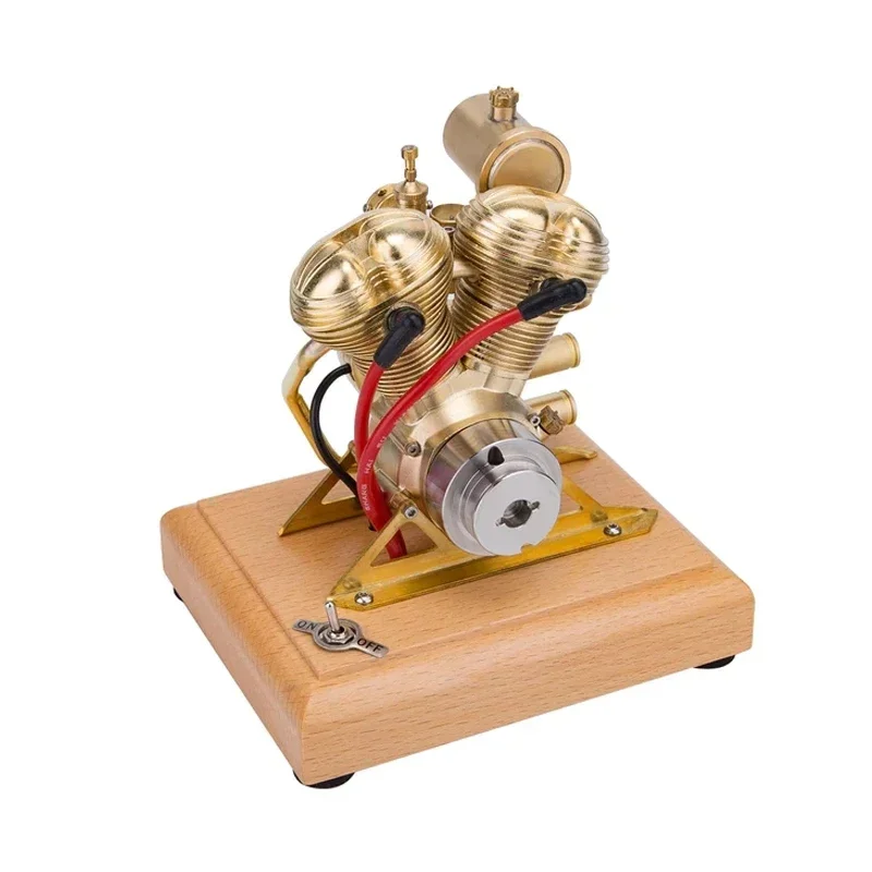 

R28 Metal V2 Engine Twin Cylinder Four-Stroke Engine Model RTR 4.3CC Mini OHV Motorcycle Internal Combustion Engine Model Toy