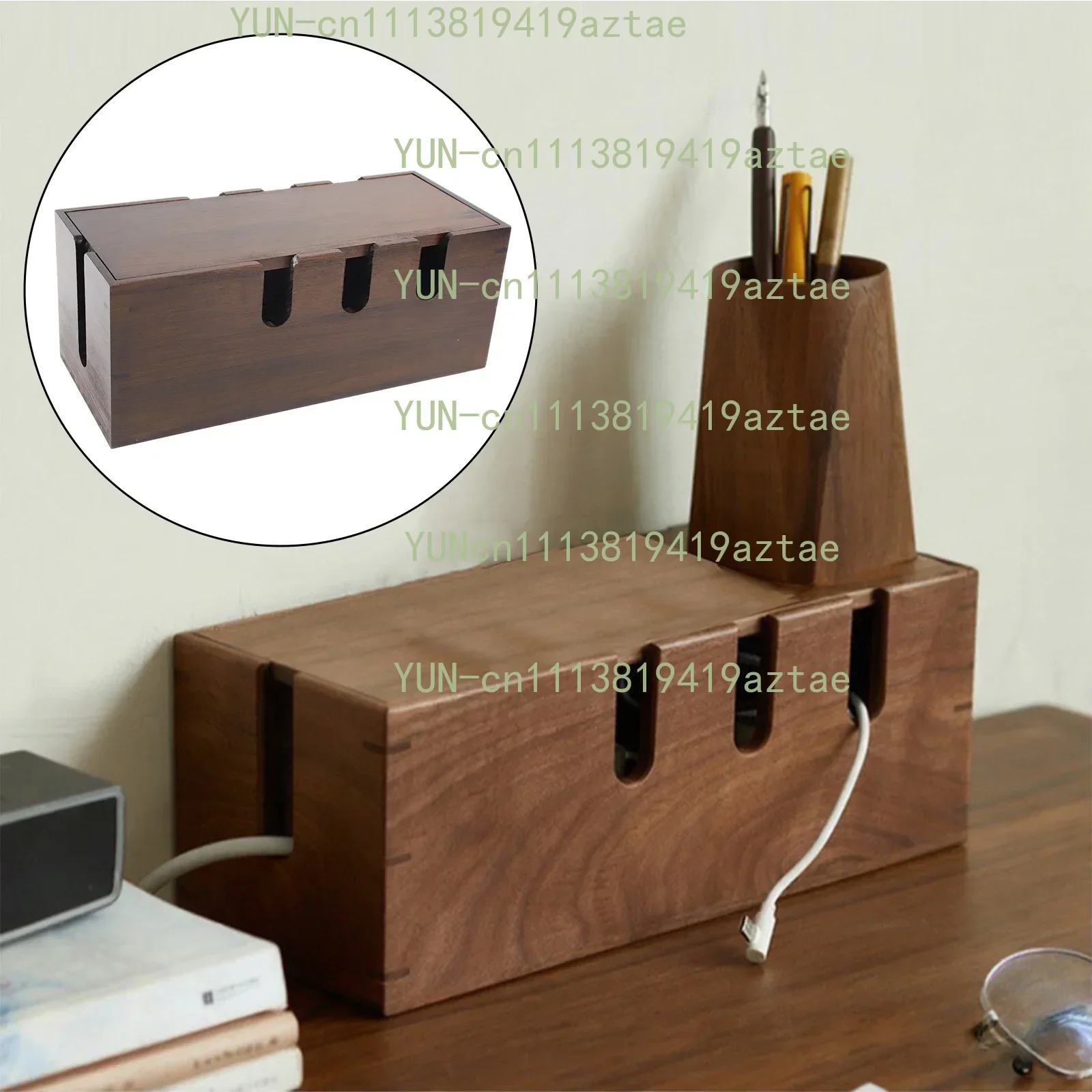 Organize Electronic Devices and Cords with Solid Wood Storage Box Featuring Multifunctional Use and Easy Access