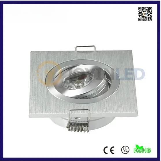JOYINLED 3W LED Recessed Downlight, Square Aluminum Spot Light White Black Brush Silver for Living Room Cabinet